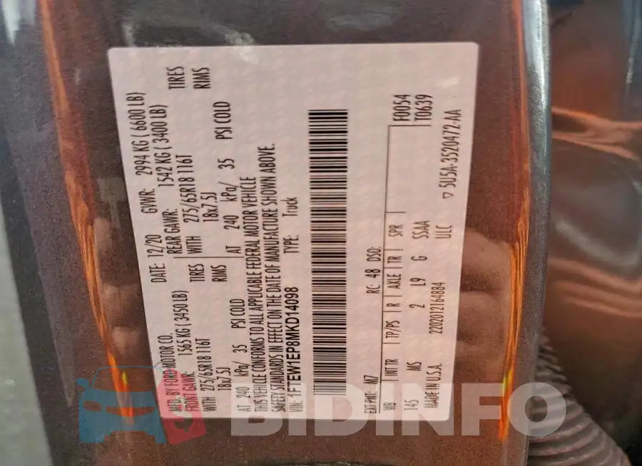 1FTEW1EP8MKD14098 Photo# 13