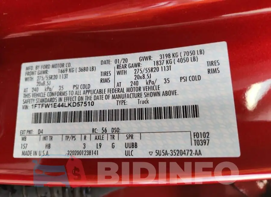 1FTFW1E44LKD57510 Photo# 13