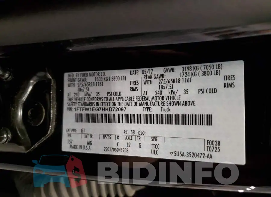 1FTFW1EG7HKD72097 Photo# 12