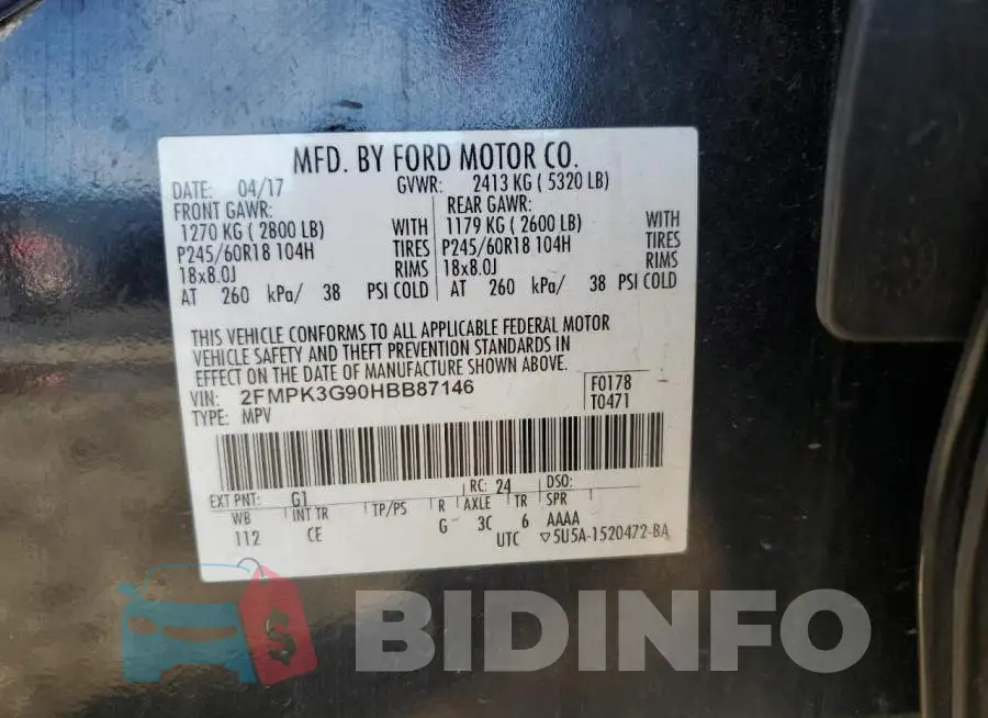 2FMPK3G90HBB87146 Photo# 14