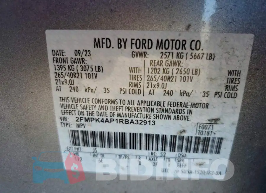 2FMPK4AP1RBA32913 Photo# 13