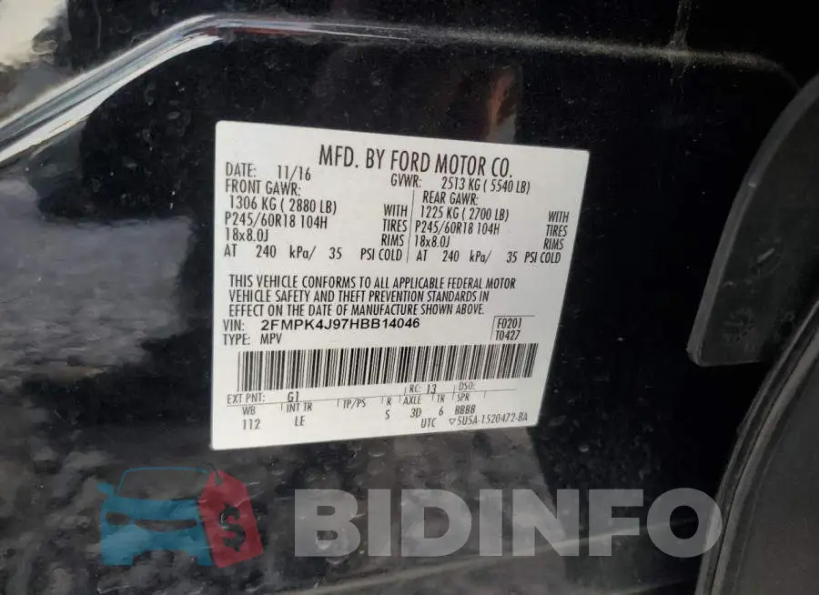 2FMPK4J97HBB14046 Photo# 13