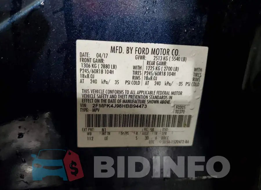 2FMPK4J98HBB94473 Photo# 14