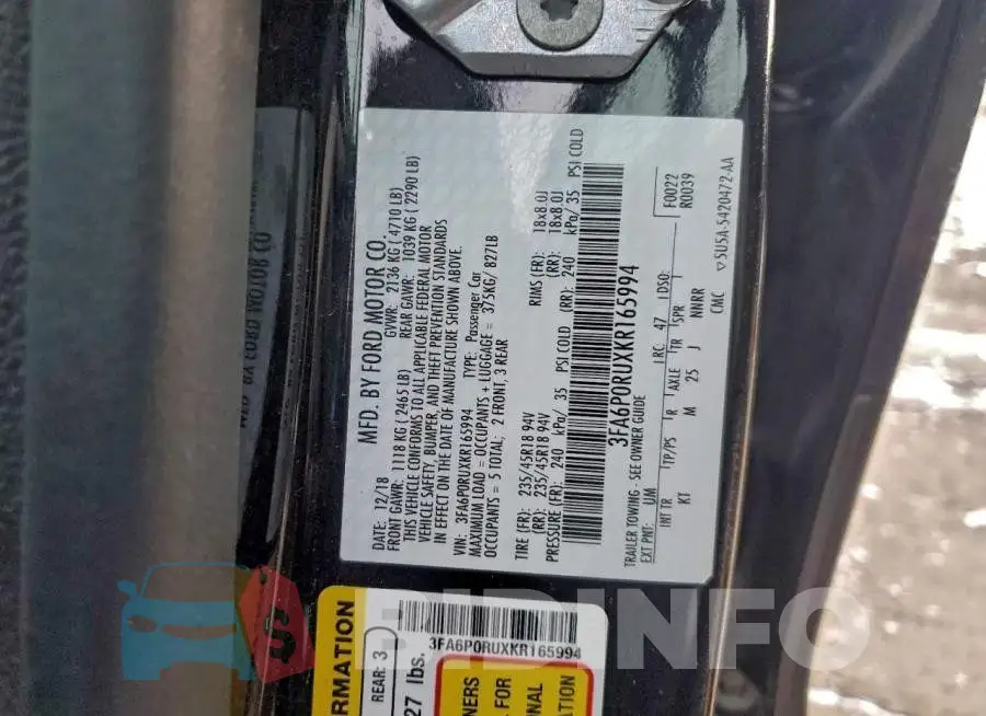 3FA6P0RUXKR165994 Photo# 12