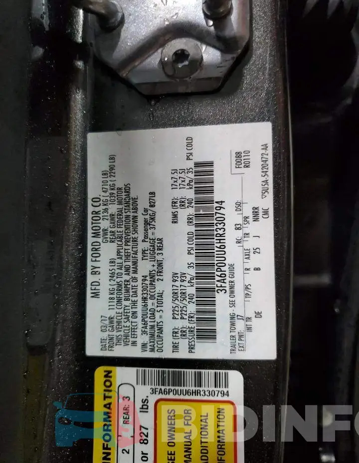 3FA6P0UU6HR330794 Photo# 12