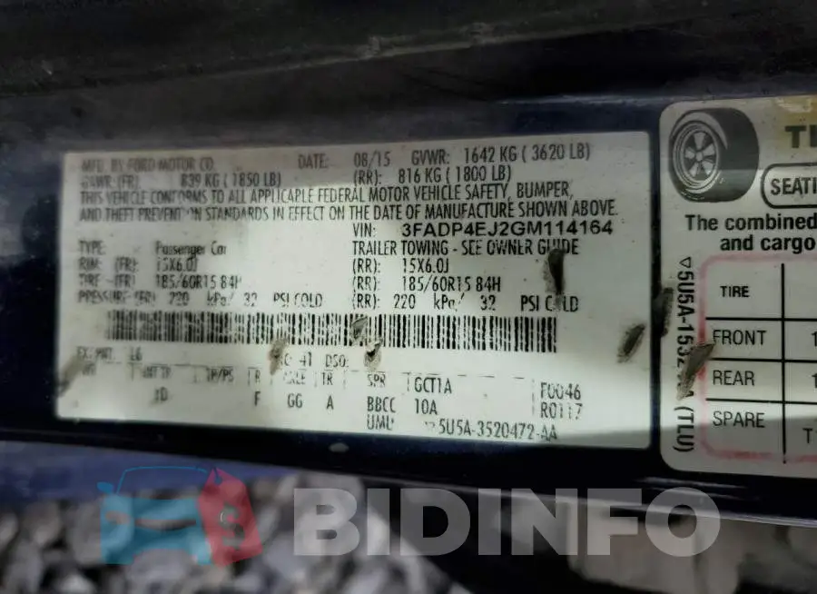 3FADP4EJ2GM114164 Photo# 12