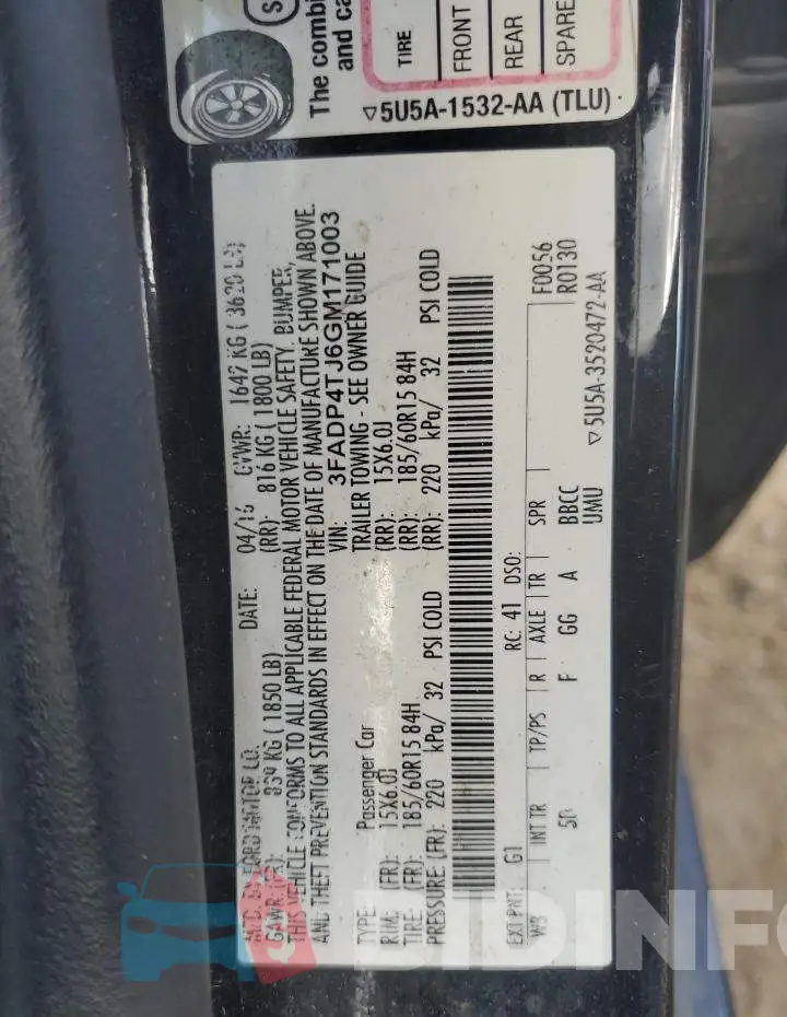 3FADP4TJ6GM171003 Photo# 12