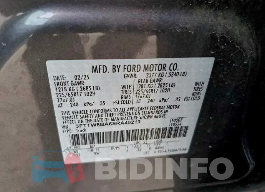 3FTTW8BA6SRA45219 Photo# 12
