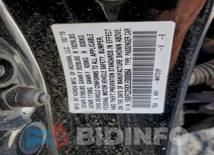 19XFC2E82LE000864 Photo# 12