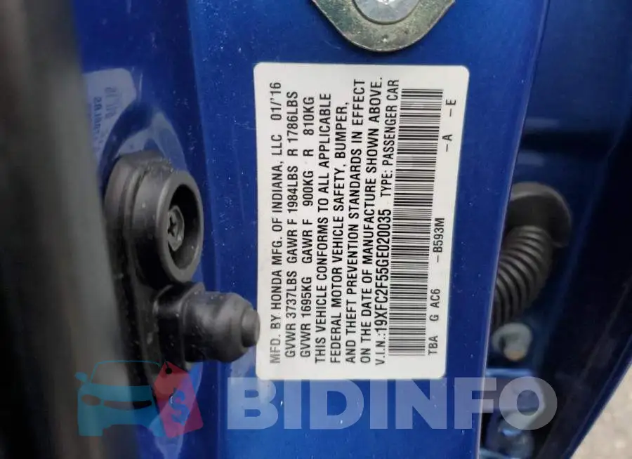19XFC2F55GE020035 Photo# 12