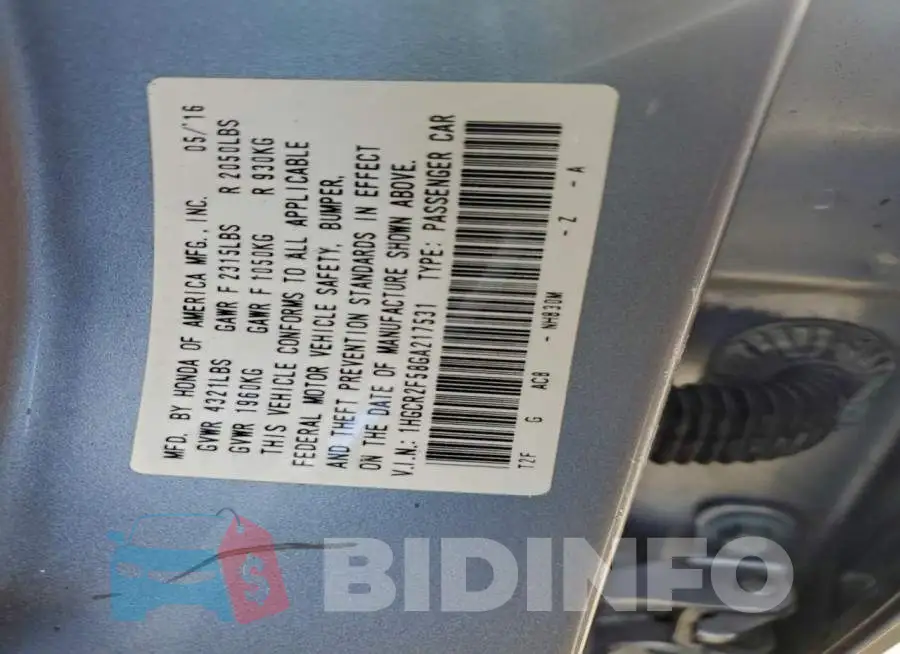 1HGCR2F58GA217531 Photo# 12