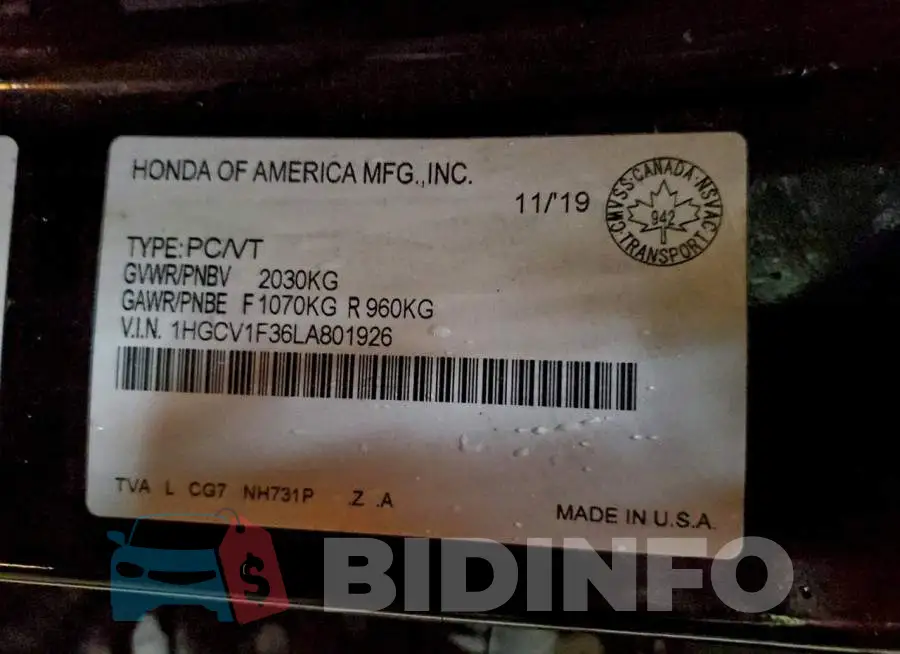1HGCV1F36LA801926 Photo# 13