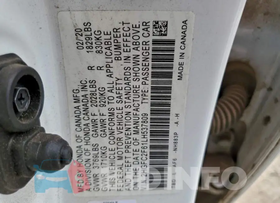 2HGFC2F61LH537809 Photo# 12