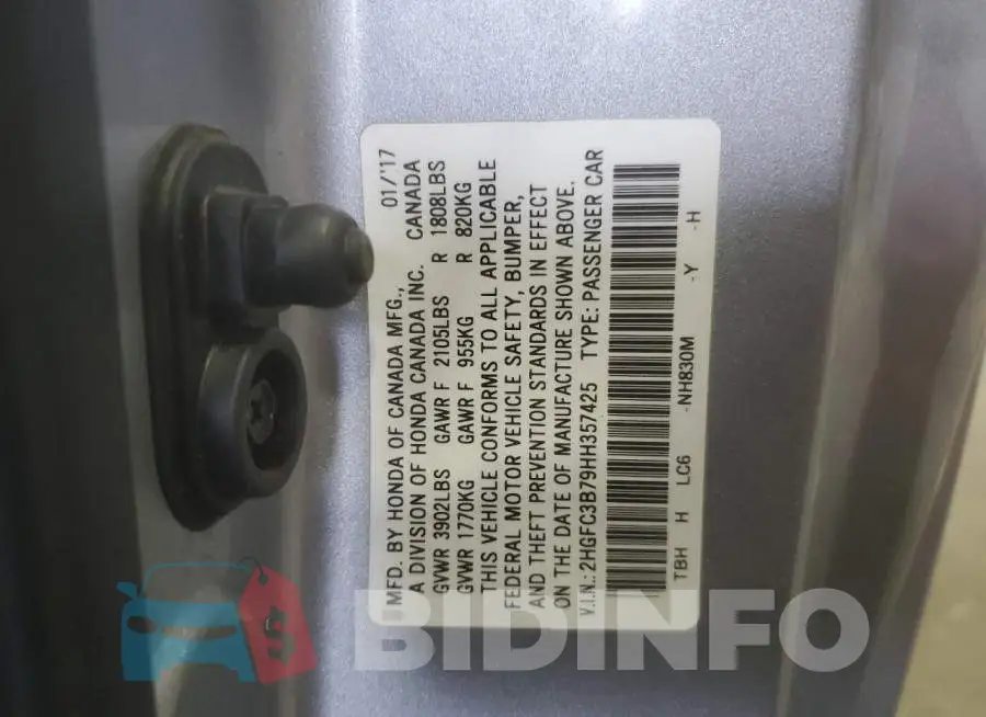 2HGFC3B79HH357425 Photo# 12