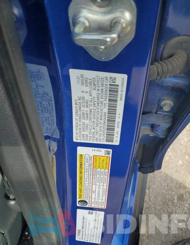 2HGFE2F50NH543945 Photo# 12