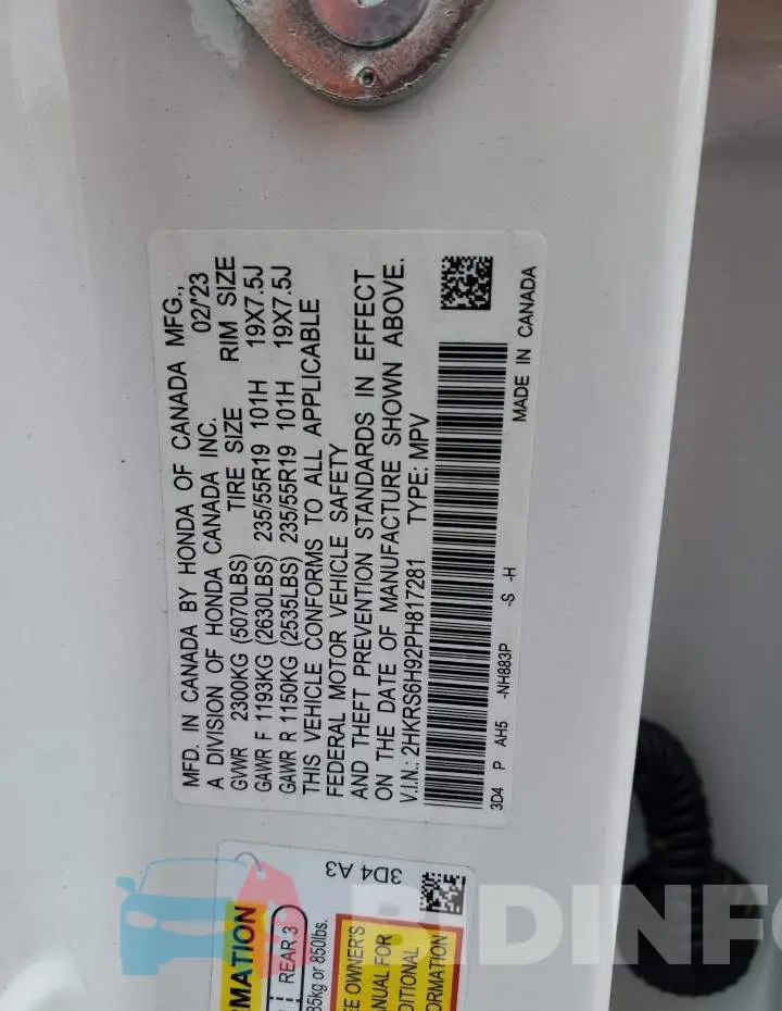 2HKRS6H92PH817281 Photo# 14