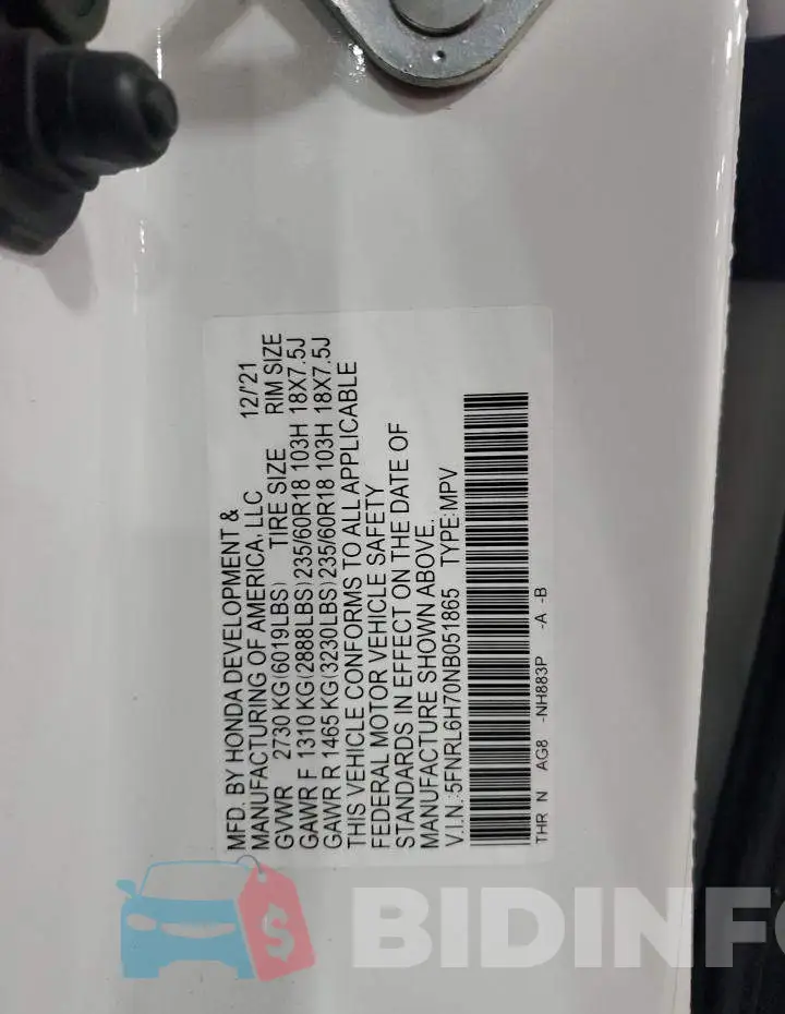 5FNRL6H70NB051865 Photo# 13