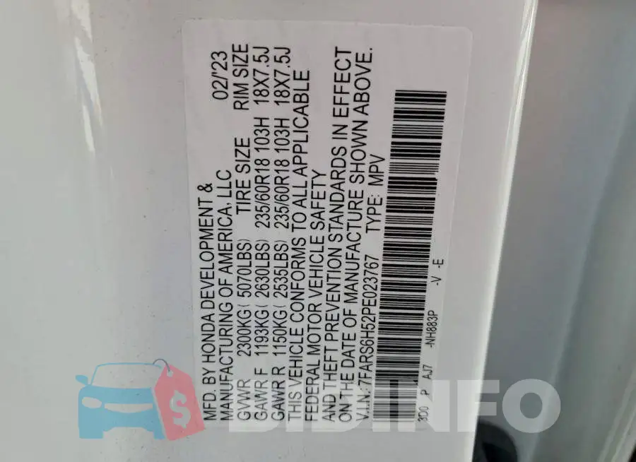 7FARS6H52PE023767 Photo# 13