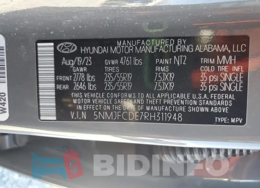 5NMJFCDE7RH311948 Photo# 13