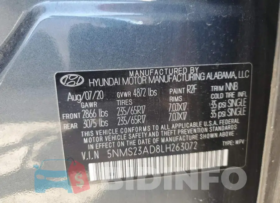 5NMS23AD8LH263072 Photo# 13