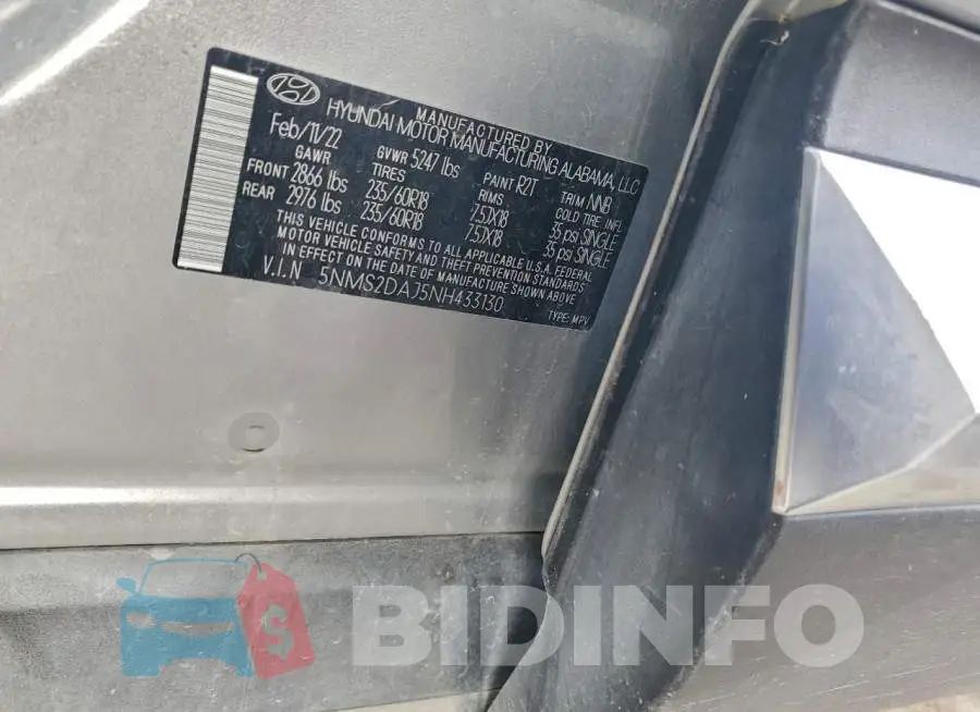 5NMS2DAJ5NH433130 Photo# 13