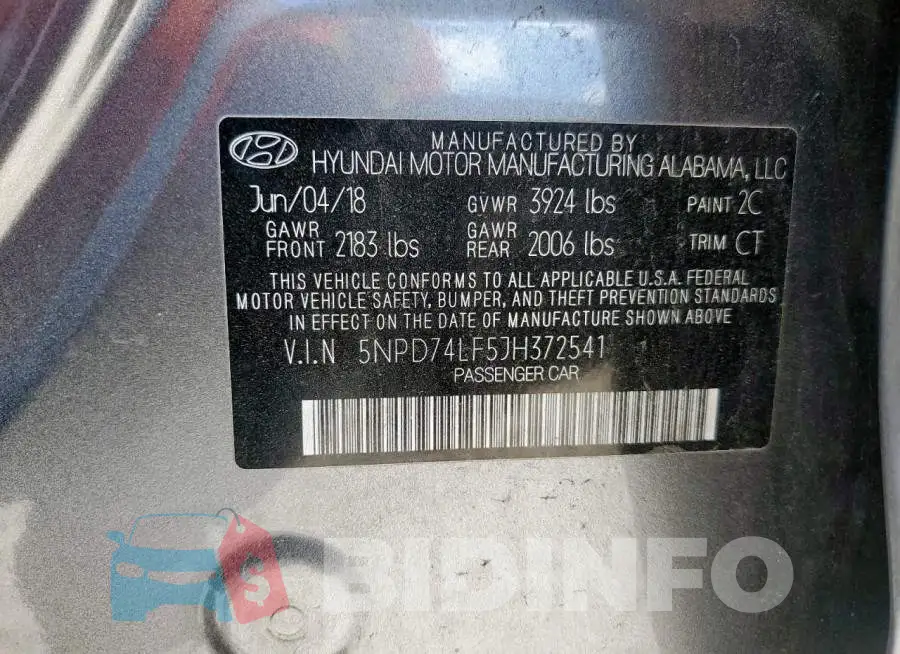5NPD74LF5JH372541 Photo# 13