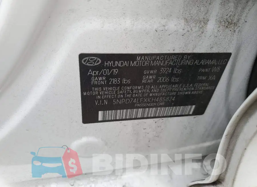 5NPD74LFXKH485824 Photo# 12