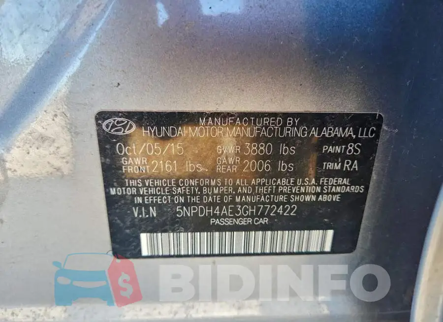 5NPDH4AE3GH772422 Photo# 12