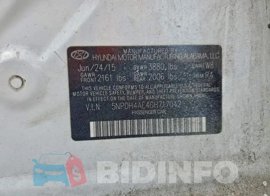 5NPDH4AE4GH717042 Photo# 12
