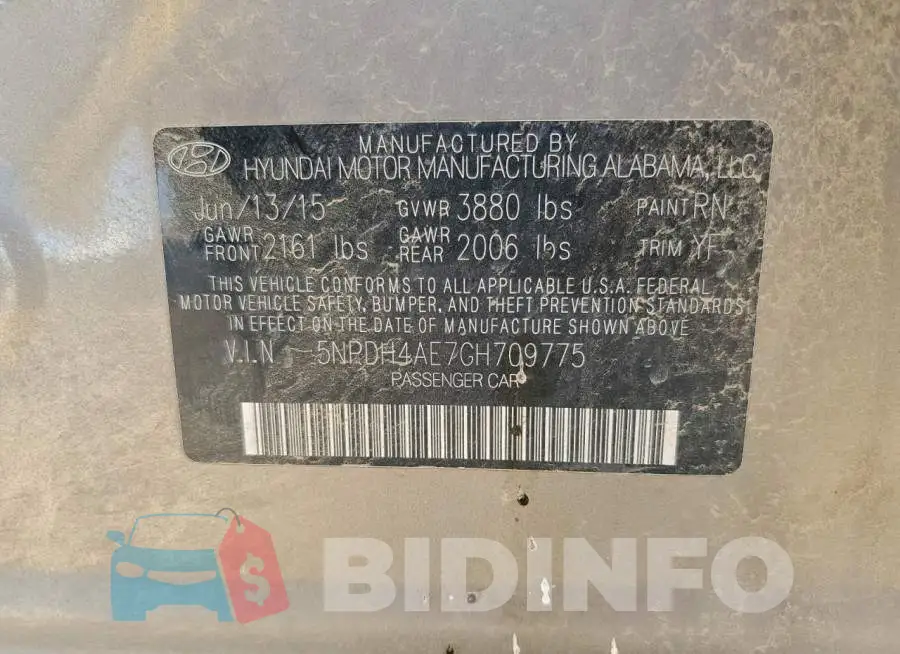 5NPDH4AE7GH709775 Photo# 12