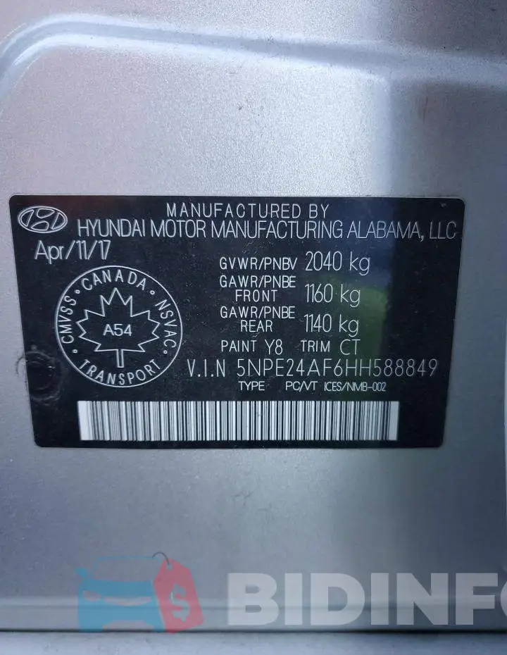 5NPE24AF6HH588849 Photo# 12