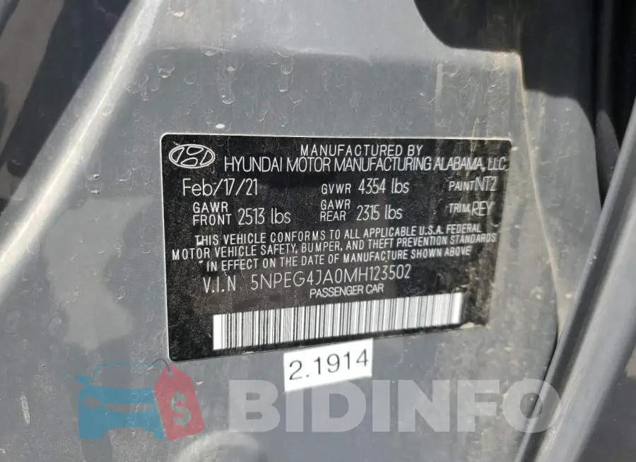 5NPEG4JA0MH123502 Photo# 12