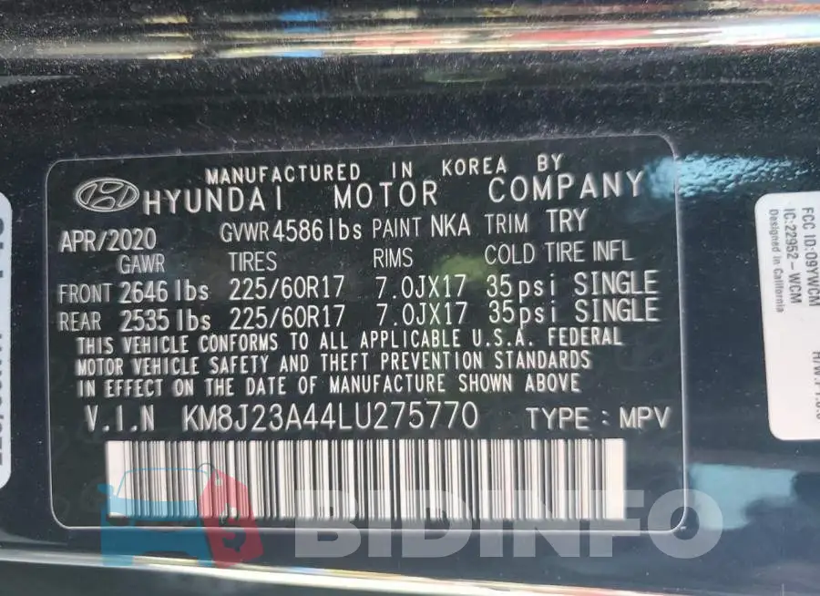 KM8J23A44LU275770 Photo# 13