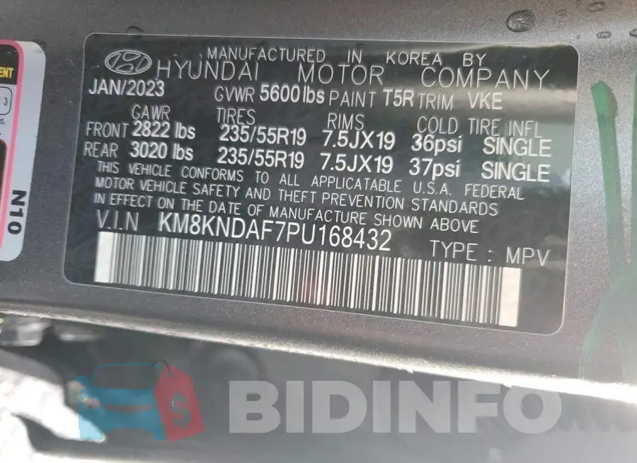 KM8KNDAF7PU168432 Photo# 14