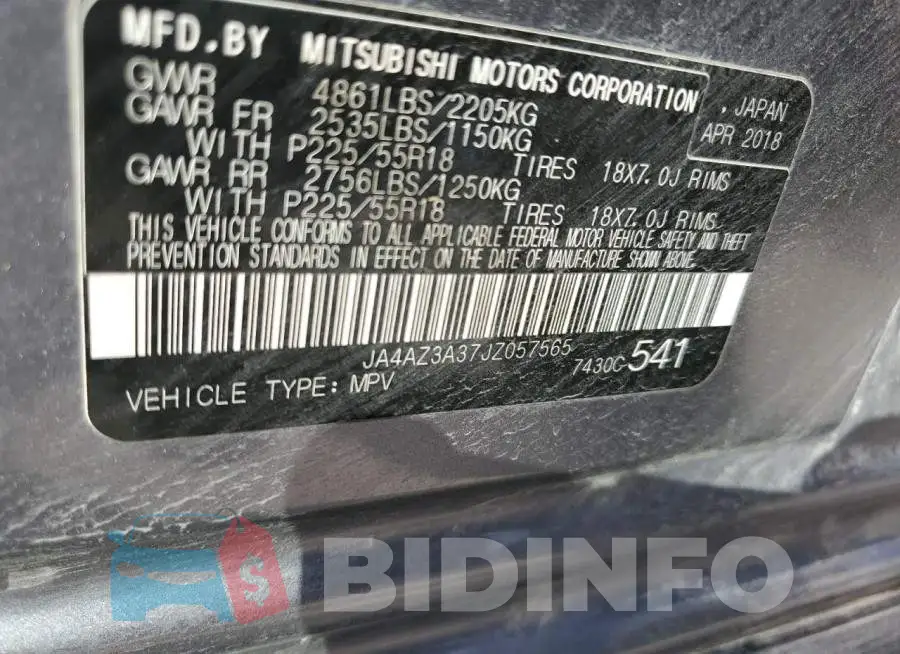 JA4AZ3A37JZ057565 Photo# 14
