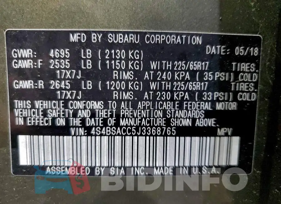 4S4BSACC5J3368765 Photo# 14