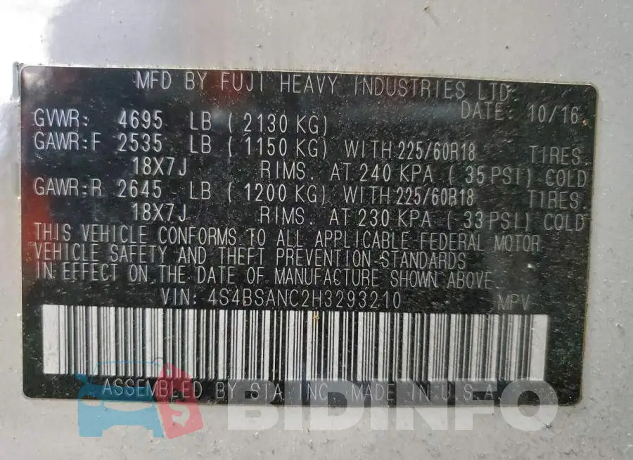 4S4BSANC2H3293210 Photo# 14