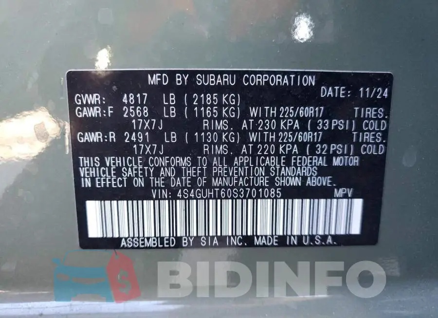 4S4GUHT60S3701085 Photo# 14