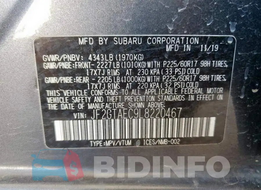 JF2GTAEC9L8220467 Photo# 13