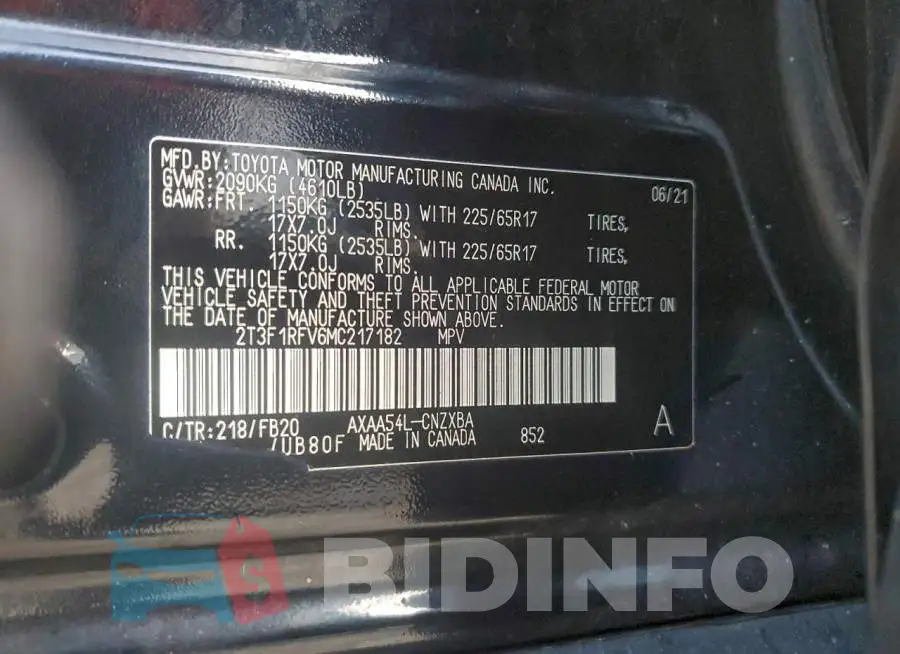 2T3F1RFV6MC217182 Photo# 14