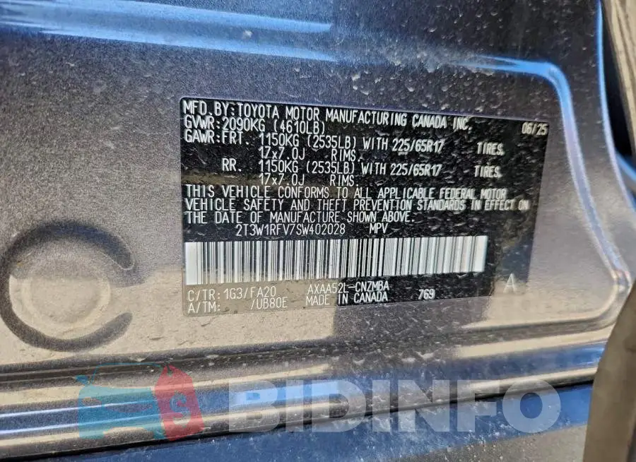 2T3W1RFV7SW402028 Photo# 13