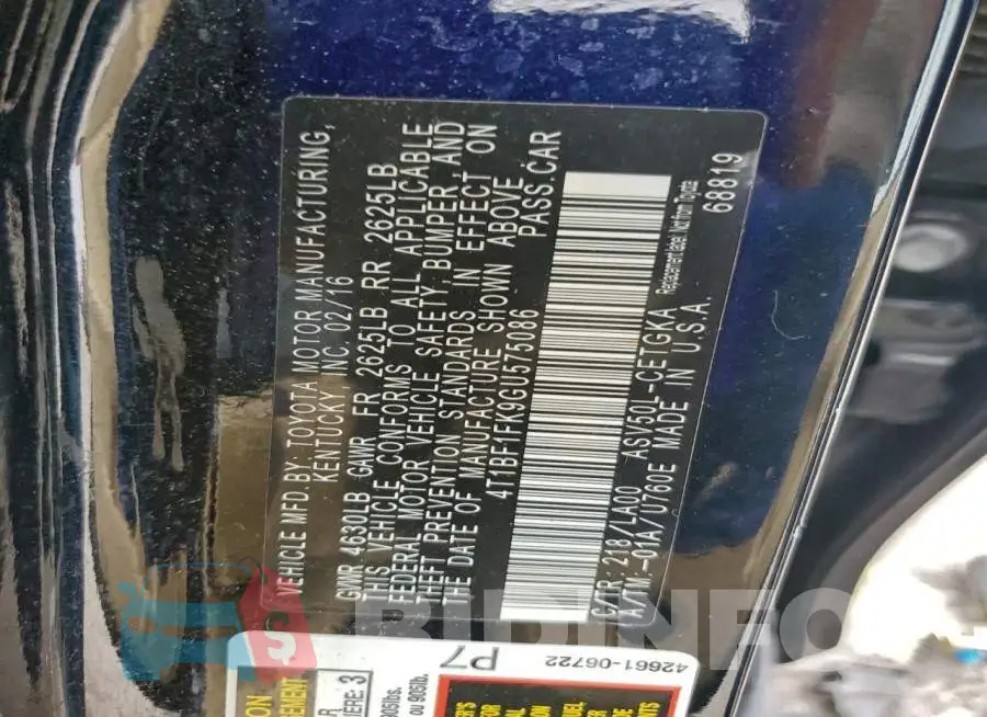4T1BF1FK9GU575086 Photo# 13