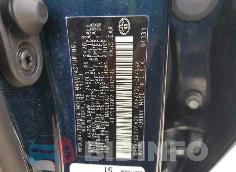 4T1C11AK2LU902500 Photo# 12