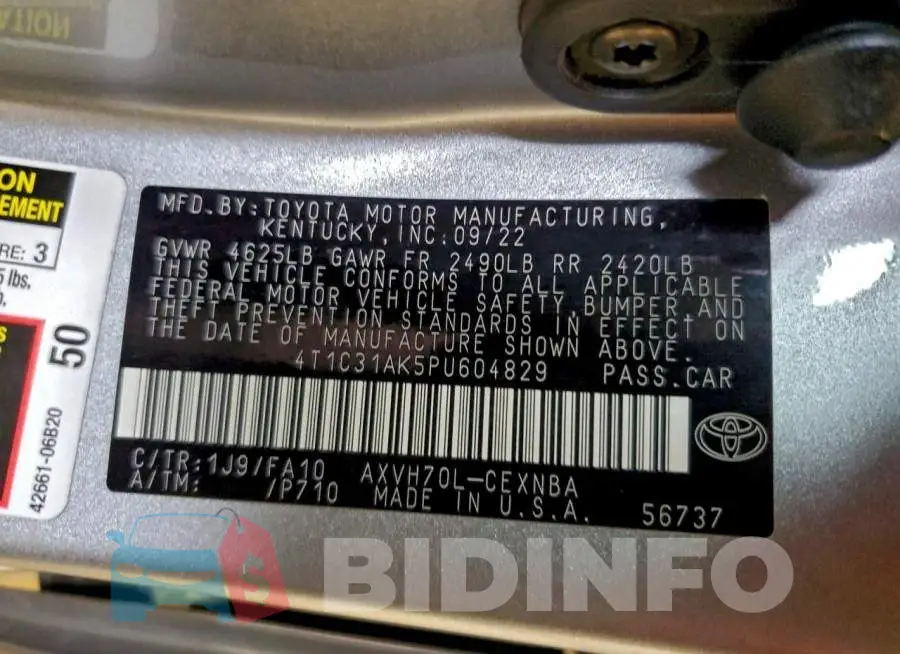 4T1C31AK5PU604829 Photo# 12