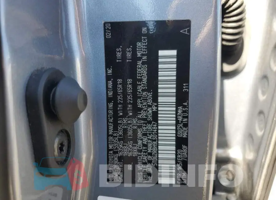5TDGZRBH9LS014847 Photo# 13