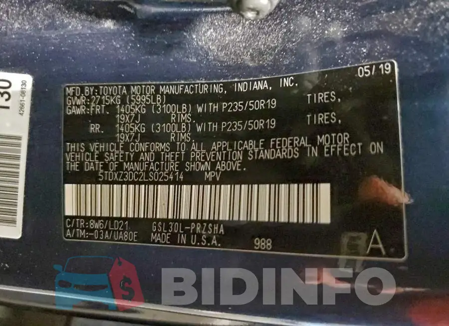 5TDXZ3DC2LS025414 Photo# 13