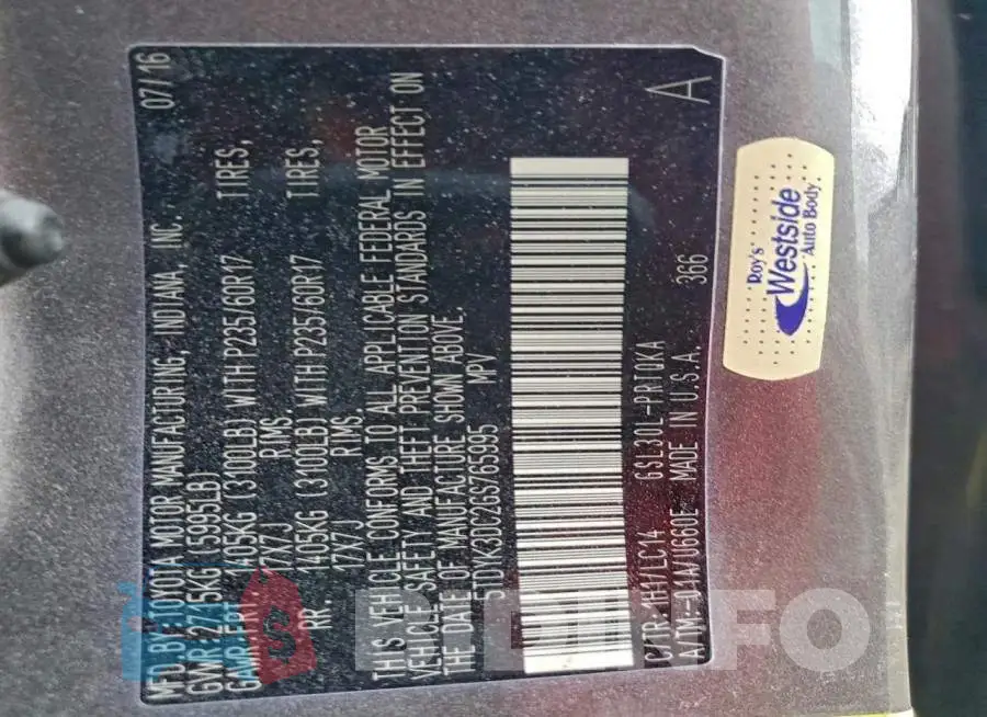 5TDYK3DC2GS765995 Photo# 14