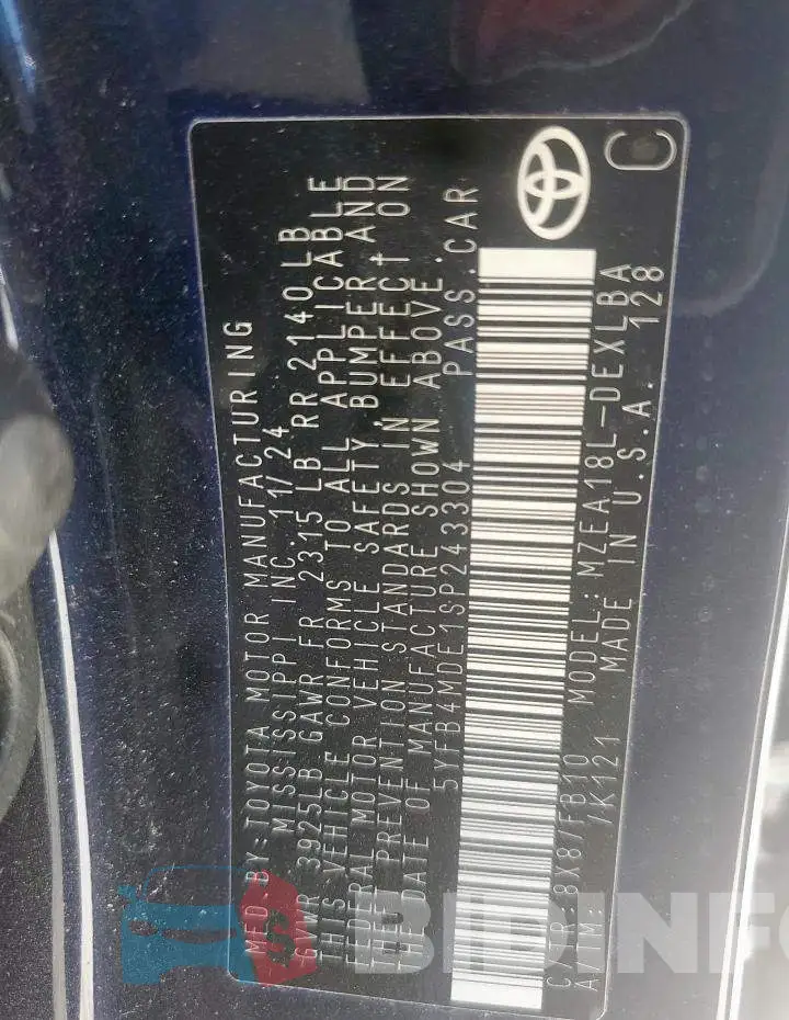 5YFB4MDE1SP243304 Photo# 12