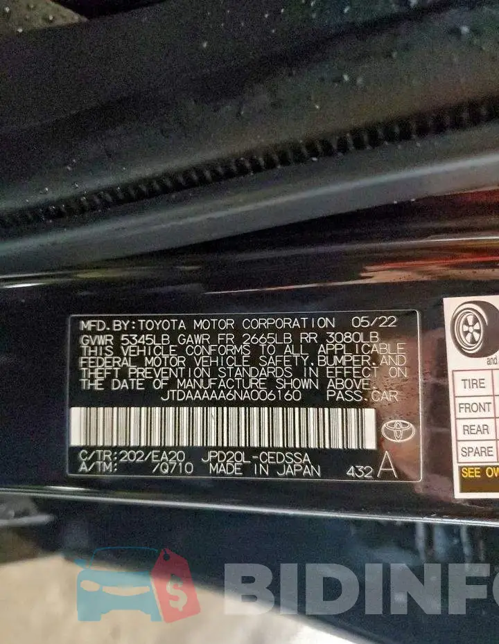 JTDAAAAA6NA006160 Photo# 13