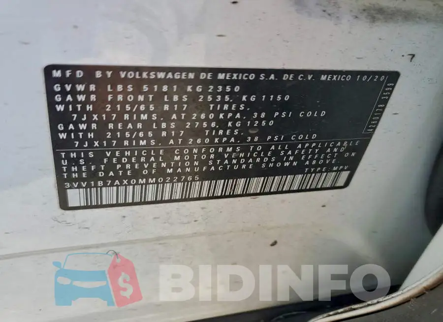 3VV1B7AX0MM022765 Photo# 13